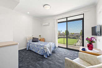 spacious single room for elderly aged care resident including dementia care in baptistcare blue hills residential aged care home in prestons