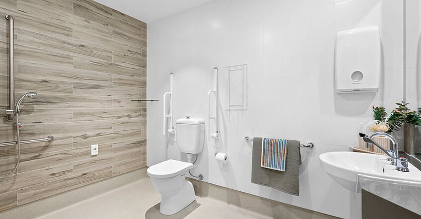 ensuite for single room for elderly aged care resident including dementia care at baptistcare orana centre nursing home point clare central coast nsw