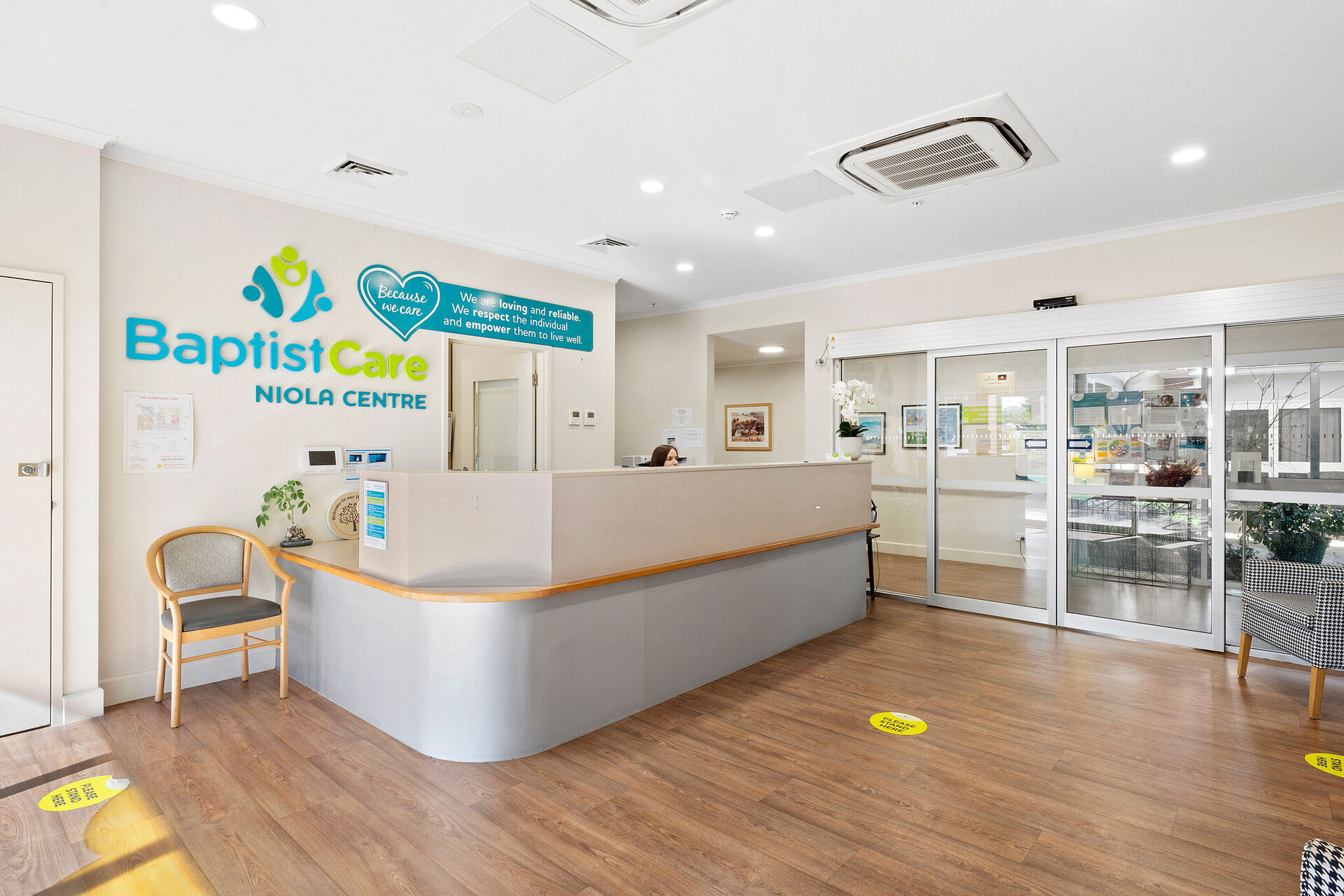 reception of baptistcare niola centre aged care home in parkes for nursing home residents