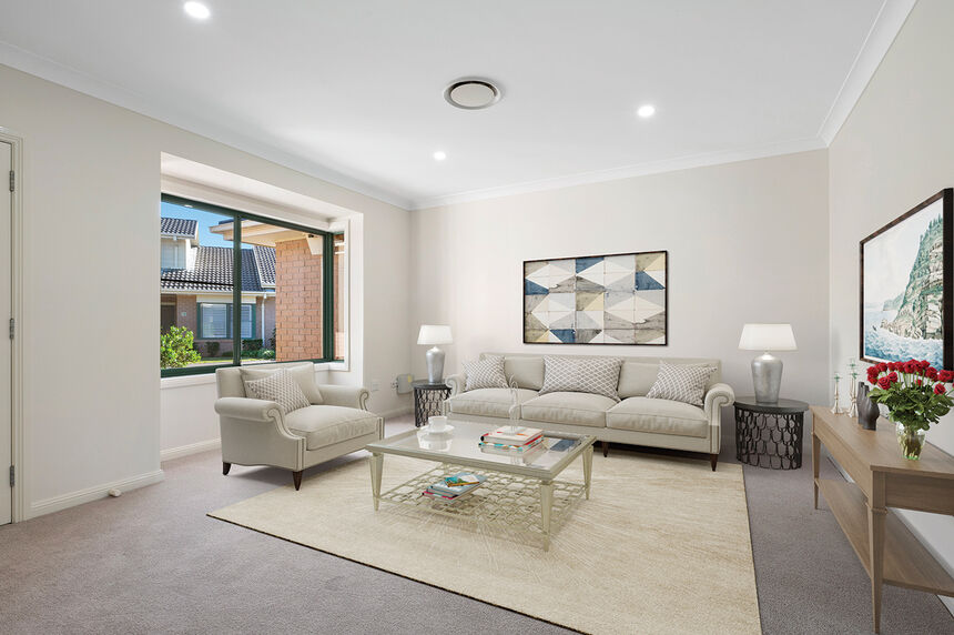interior lounge room of a retirement living Sydney location