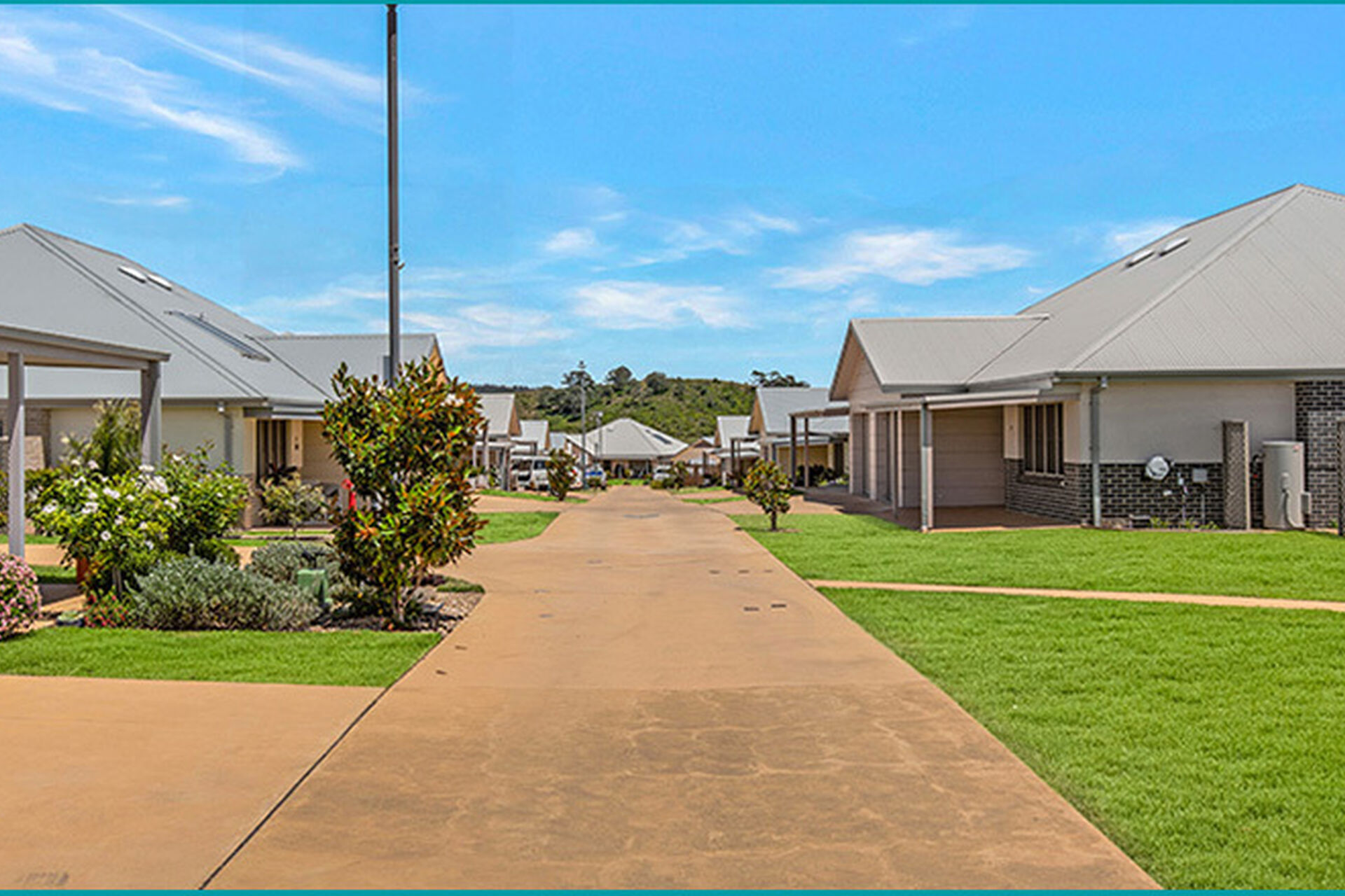 walking path and spacious greenery at baptistcare durham green retirement village in menangle nsw