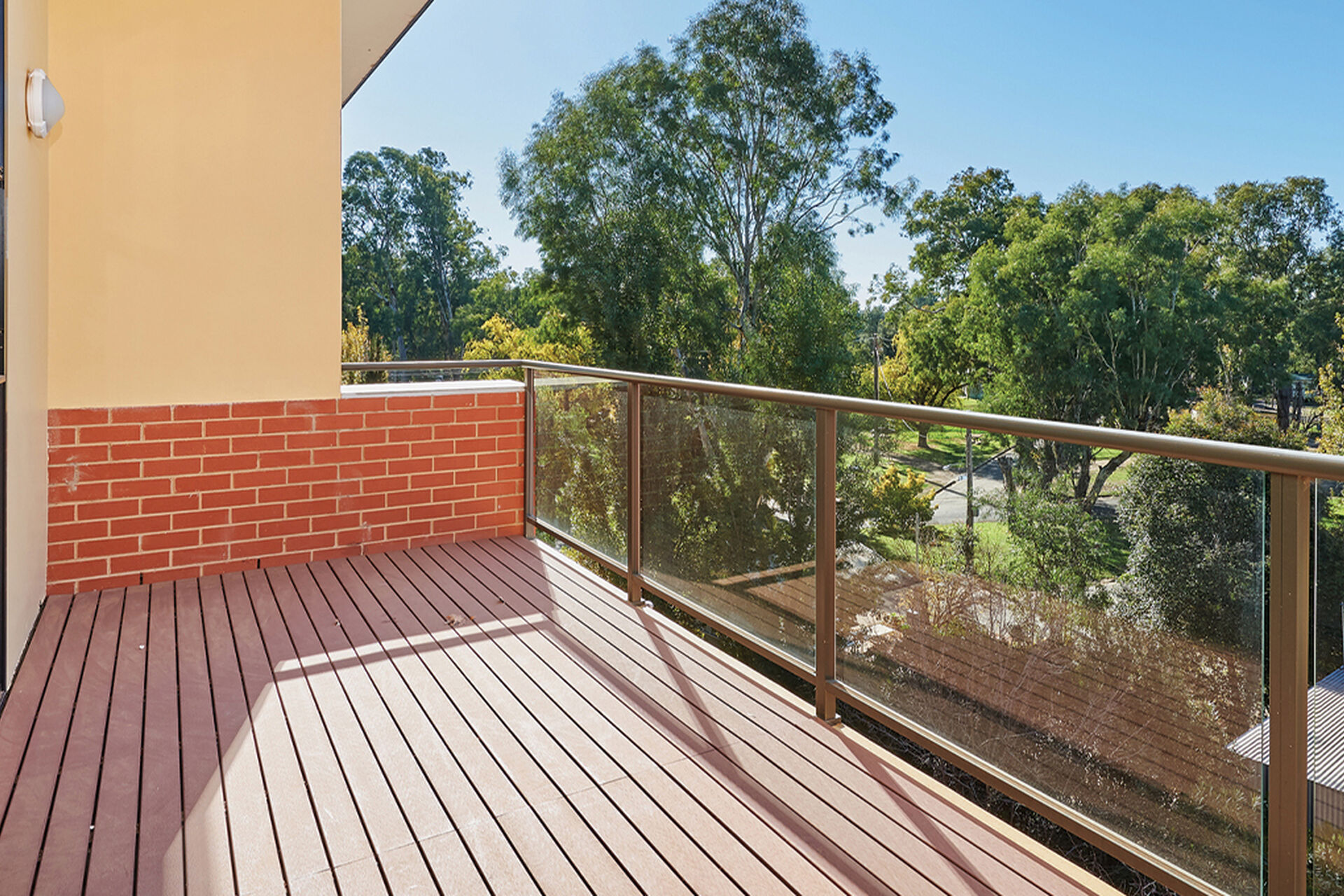 large balcony on one of the apartments of the over 55s retirement village baptistcare Watermark village Wagga Wagga