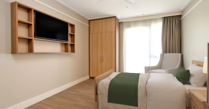 spacious room for two elderly aged care residents including dementia care in baptistcare caloola centre residential aged care home
