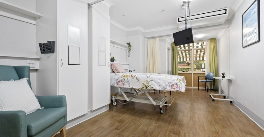 spacious twin room for two elderly aged care residents including dementia care in baptistcare aminya centre residential aged care home