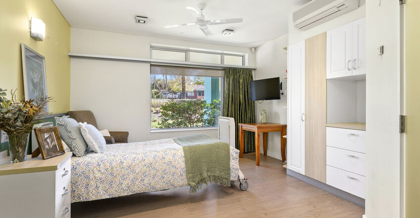 spacious private room for elderly aged care resident including dementia care in baptistcare griffith centre residential aged care home griffith act