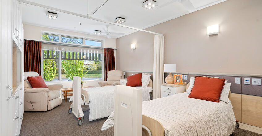 spacious shared room for elderly aged care resident including dementia care in baptistcare griffith centre residential aged care home griffith act
