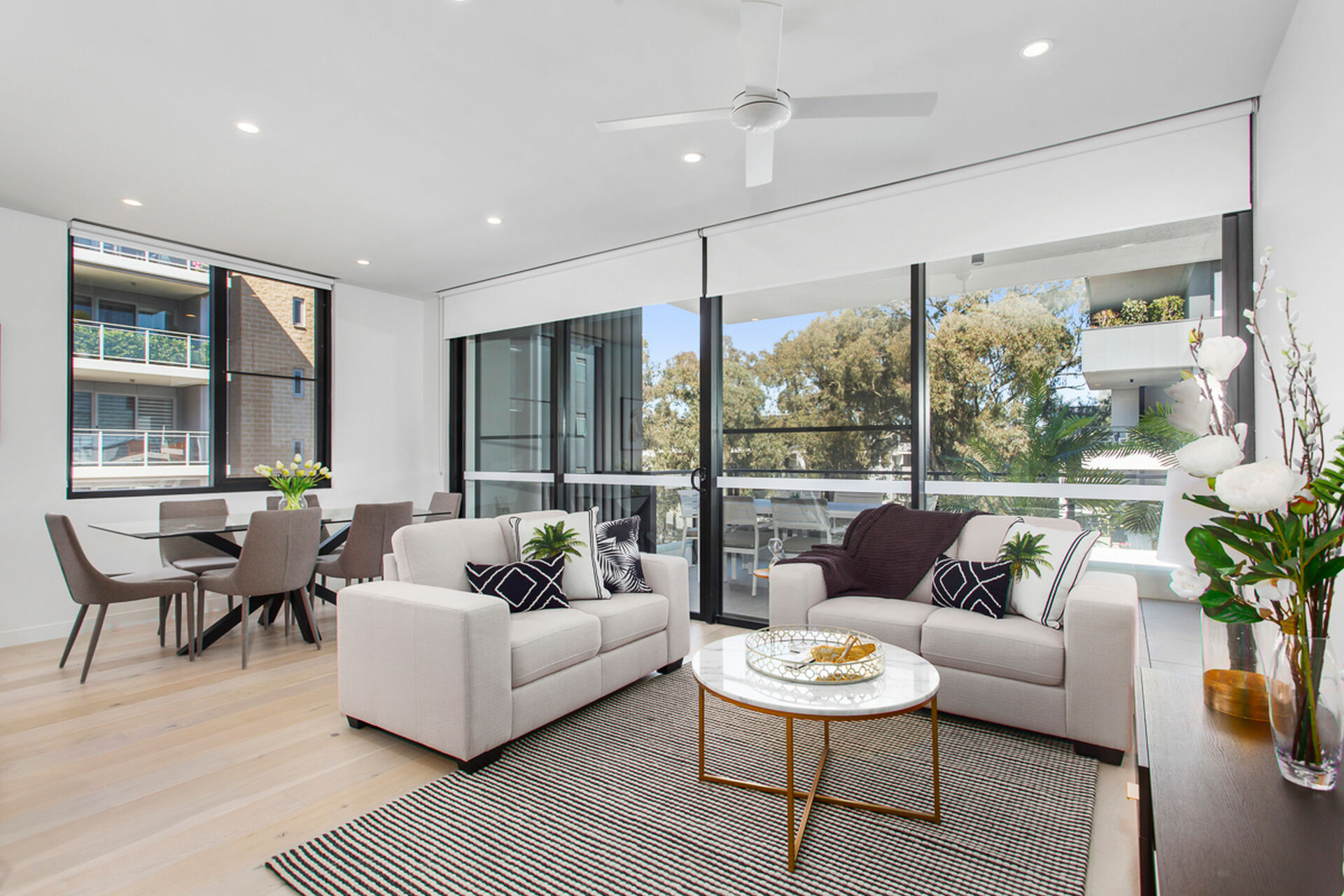 modern spacious lounge room open plan with natural light at baptistcare gracewood retirement village in kellyville hills district