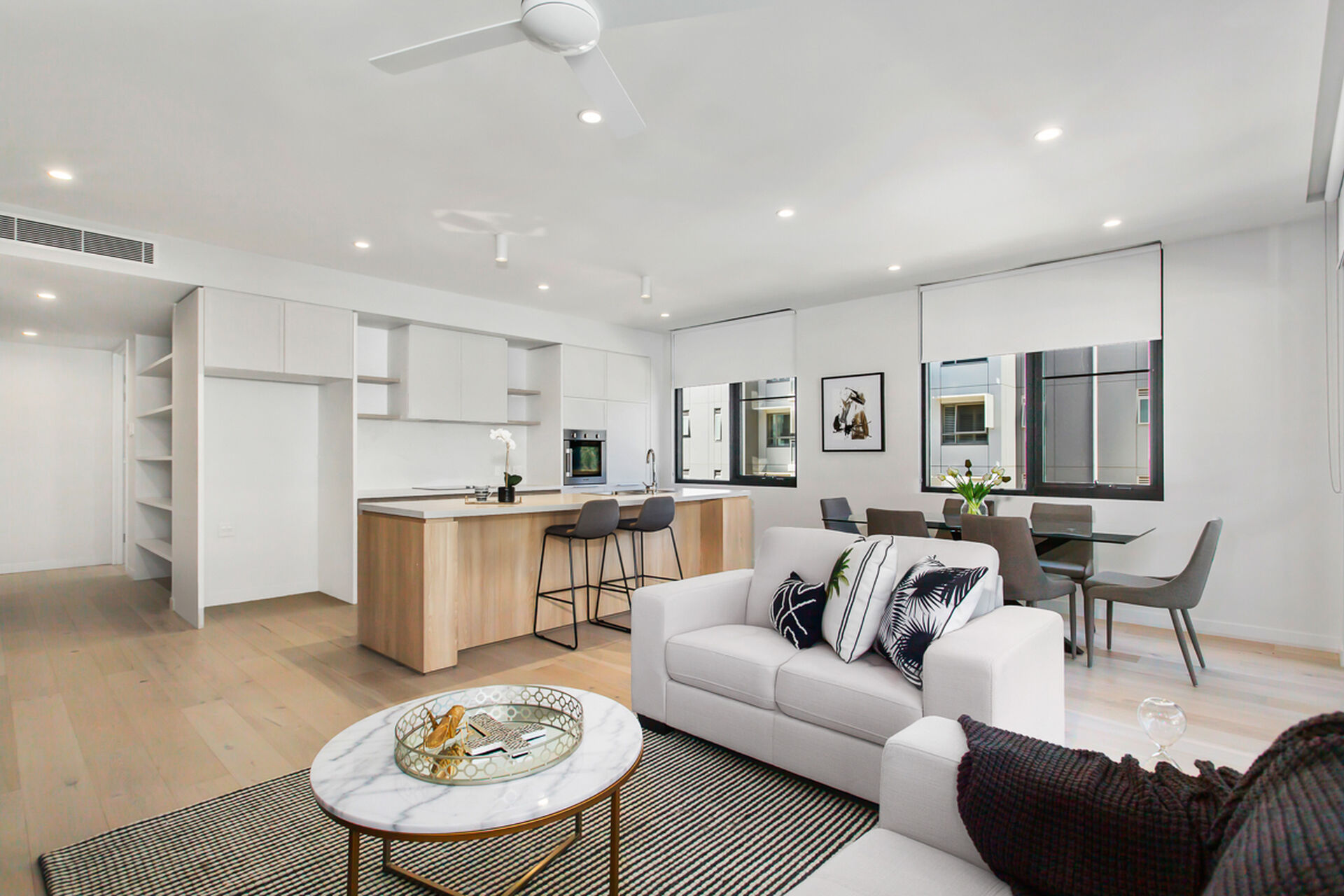 modern spacious lounge room open plan with natural light at baptistcare gracewood retirement village in kellyville hills district
