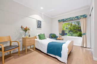 spacious single room for elderly aged care resident including dementia care in baptistcare kintyre lodge aged care home in dubbo