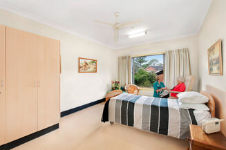 spacious single room for elderly aged care resident overlooking gardens in baptistcare mid richmond centre nursing home coraki nsw far north coast