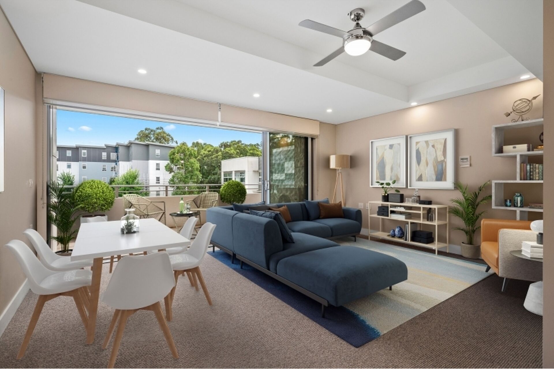 modernopen plan lounge room and dining room at baptistcare gracewood retirement village in kellyville hills district