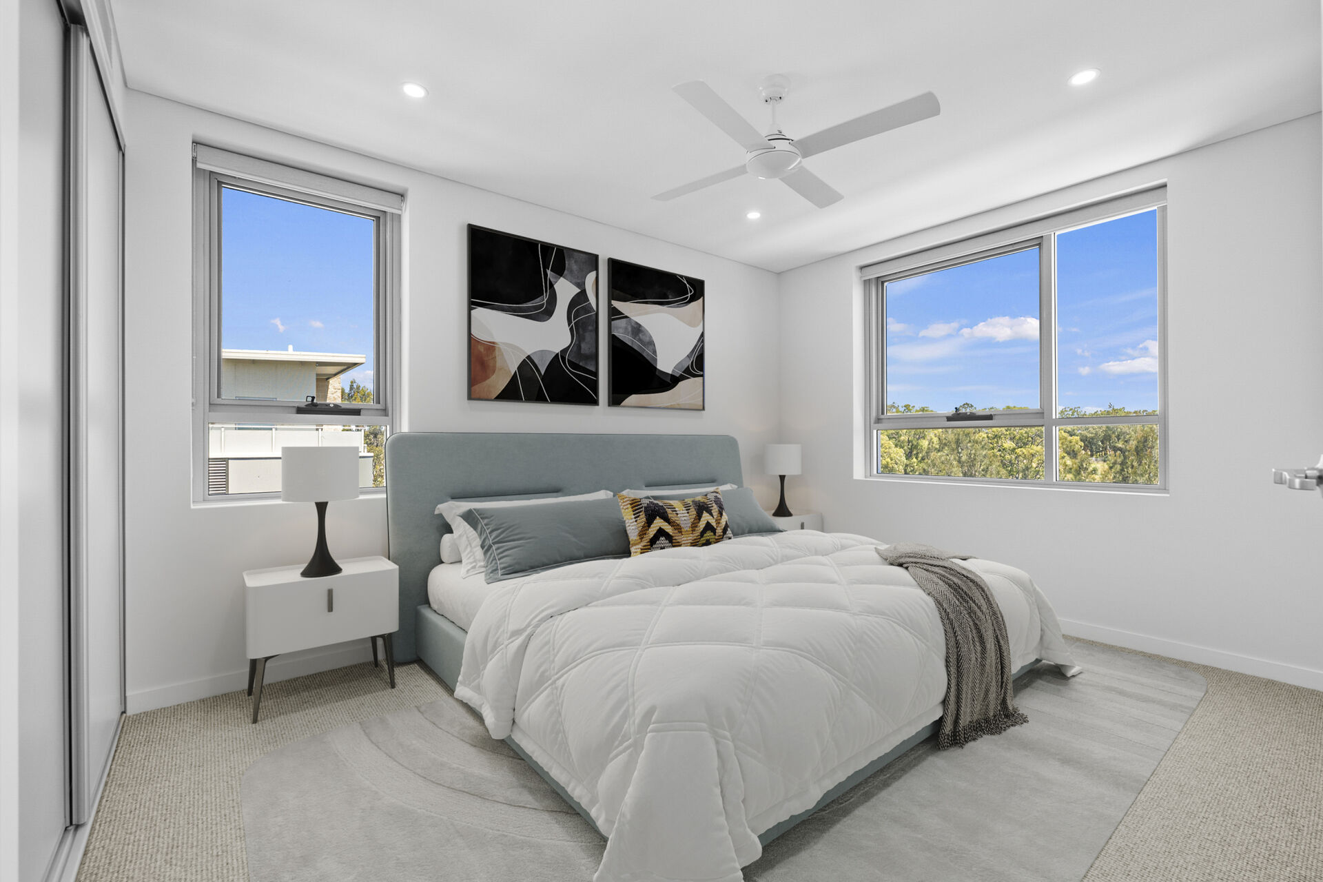 spacious bedroom of one bedroom apartment in baptistcare gracewood retirement village in kellyville hills district