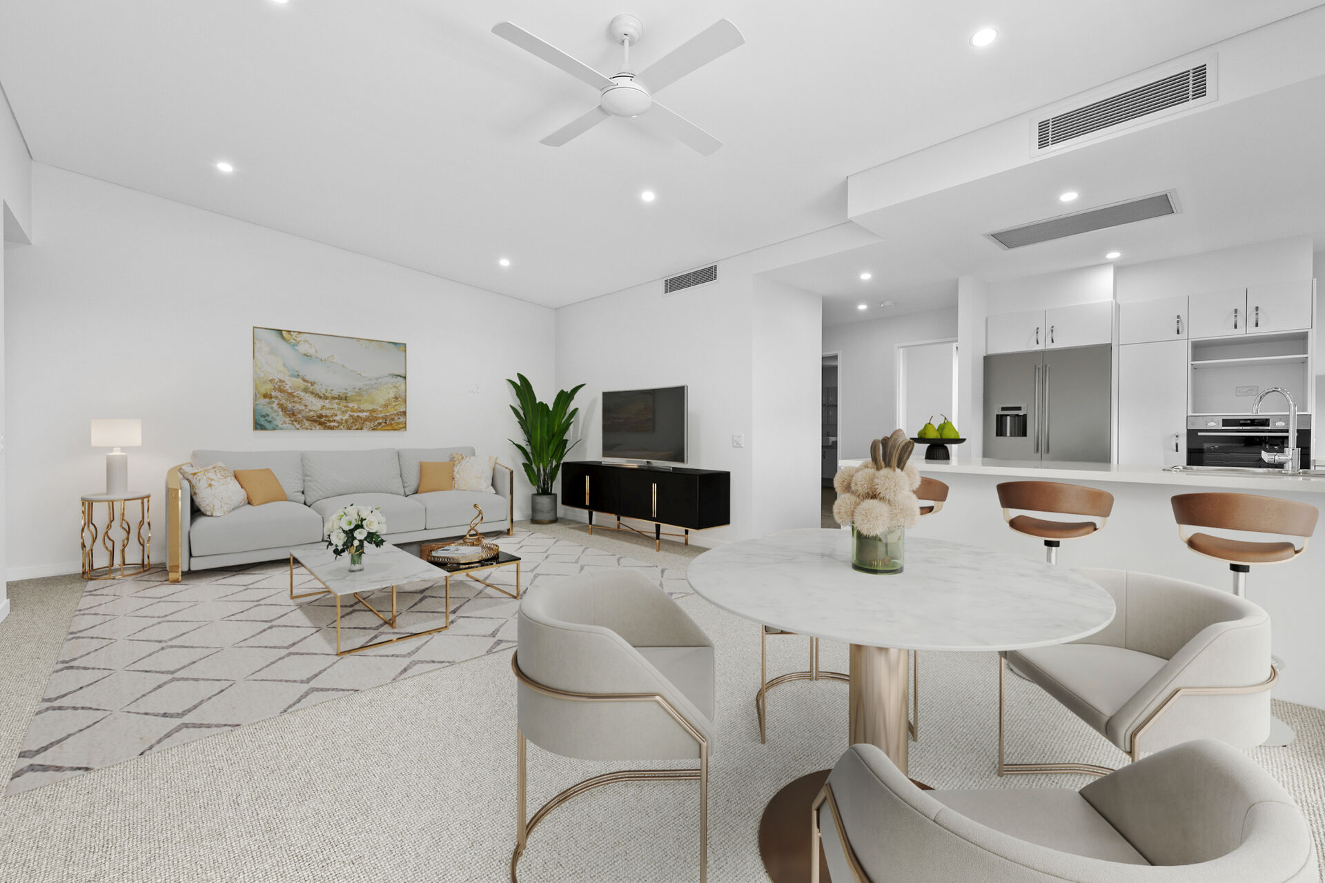 large open plan living space in apartment at baptistcare gracewood village in kellyville hills district