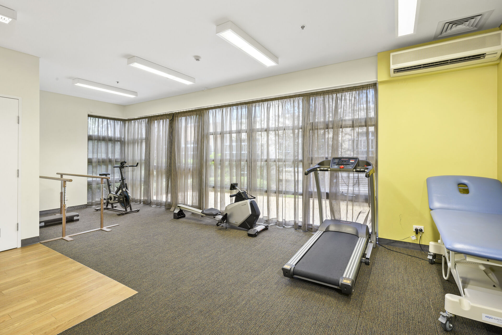gym and physiotherapy room area for nursing home residents at baptistcare griffith residential aged care home