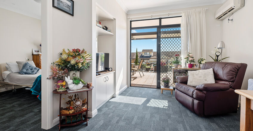 spacious presidential suite single room for elderly aged care resident including dementia care in baptistcare blue hills residential aged care home in prestons