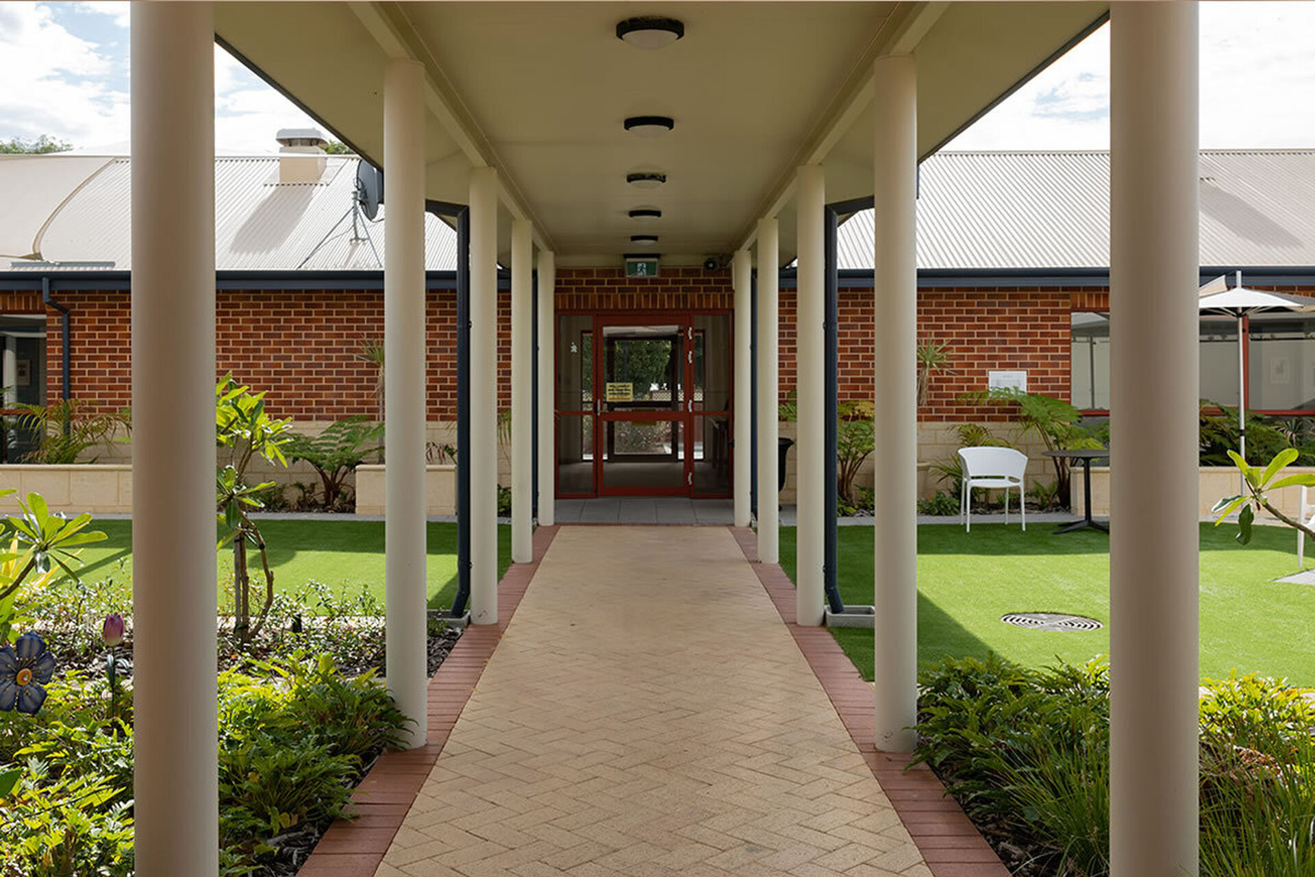 main entry of baptistcare david buttfield centre aged care home in gwelup wa for nursing home residents and dementia care