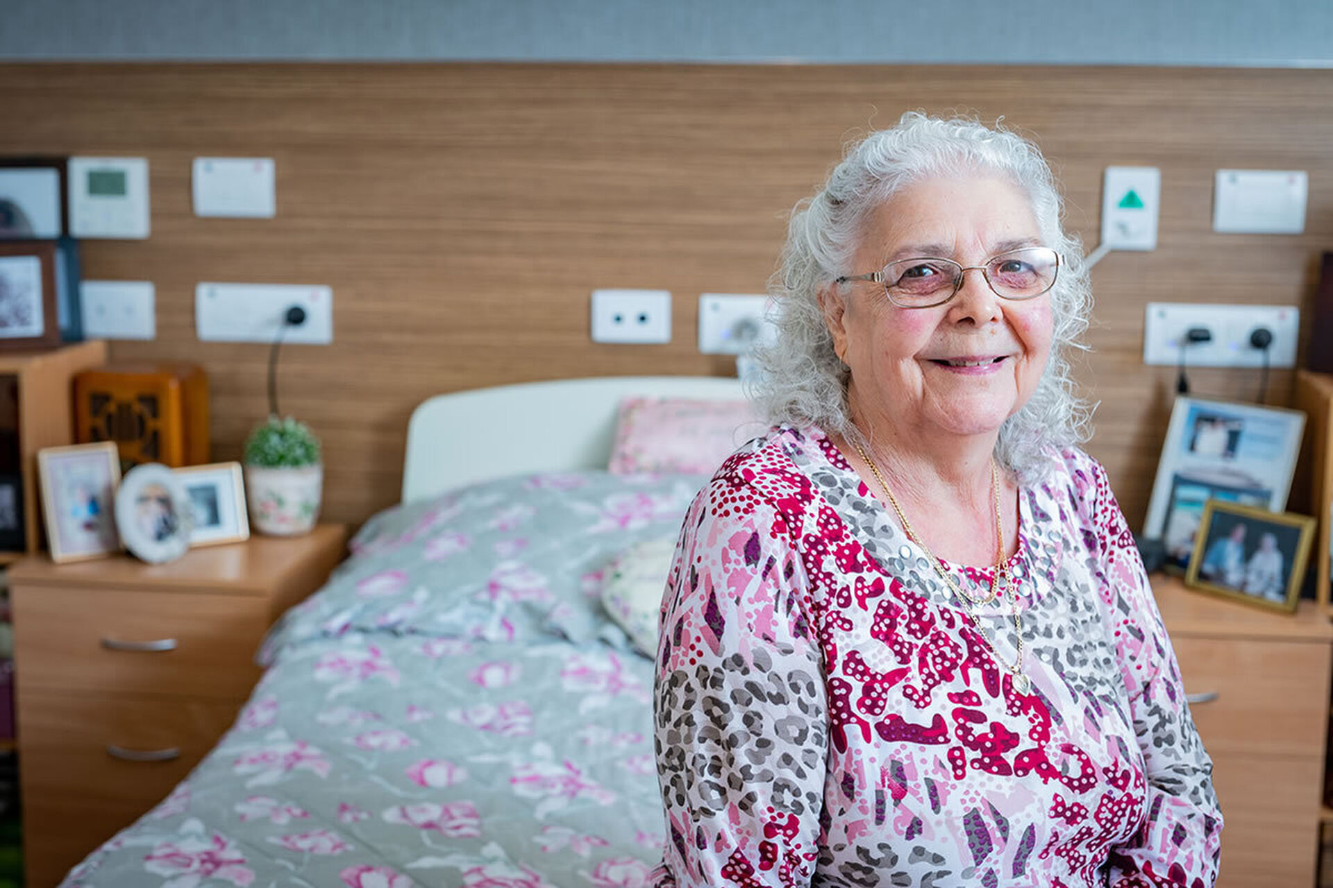 a nursing home smiling resident enjoying life at baptistcare graceford aged care home in byford wa