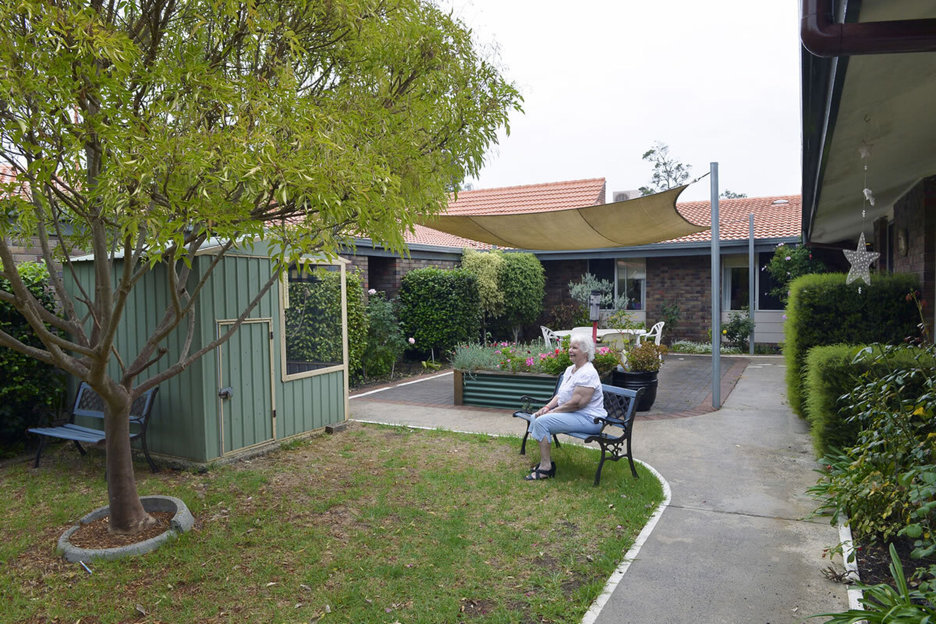 courtyard at baptistcare moonya aged care home in manjimup wa for nursing home residents to explore