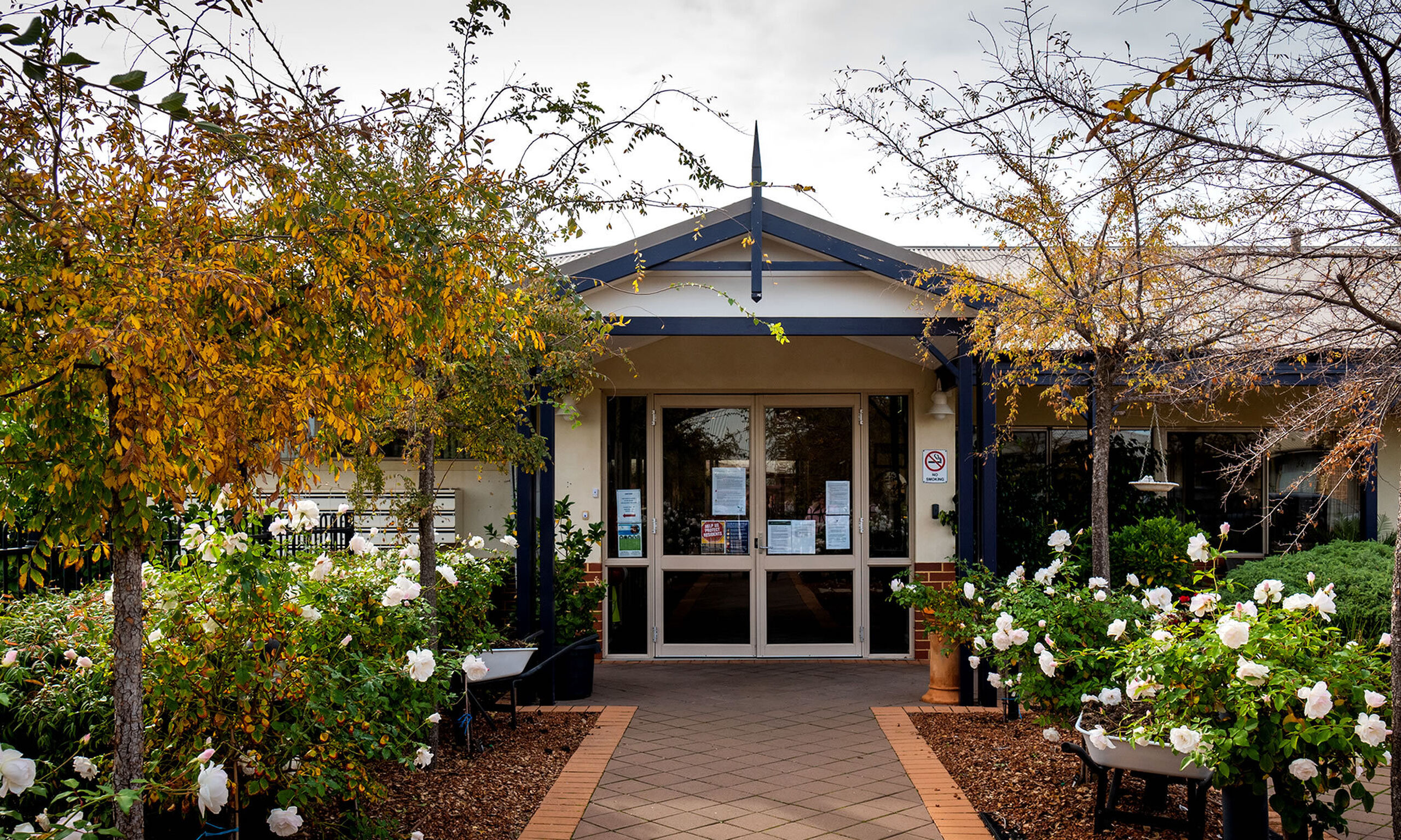 main entry for nursing home residents at baptistcare balladong gardens aged care home in york wa