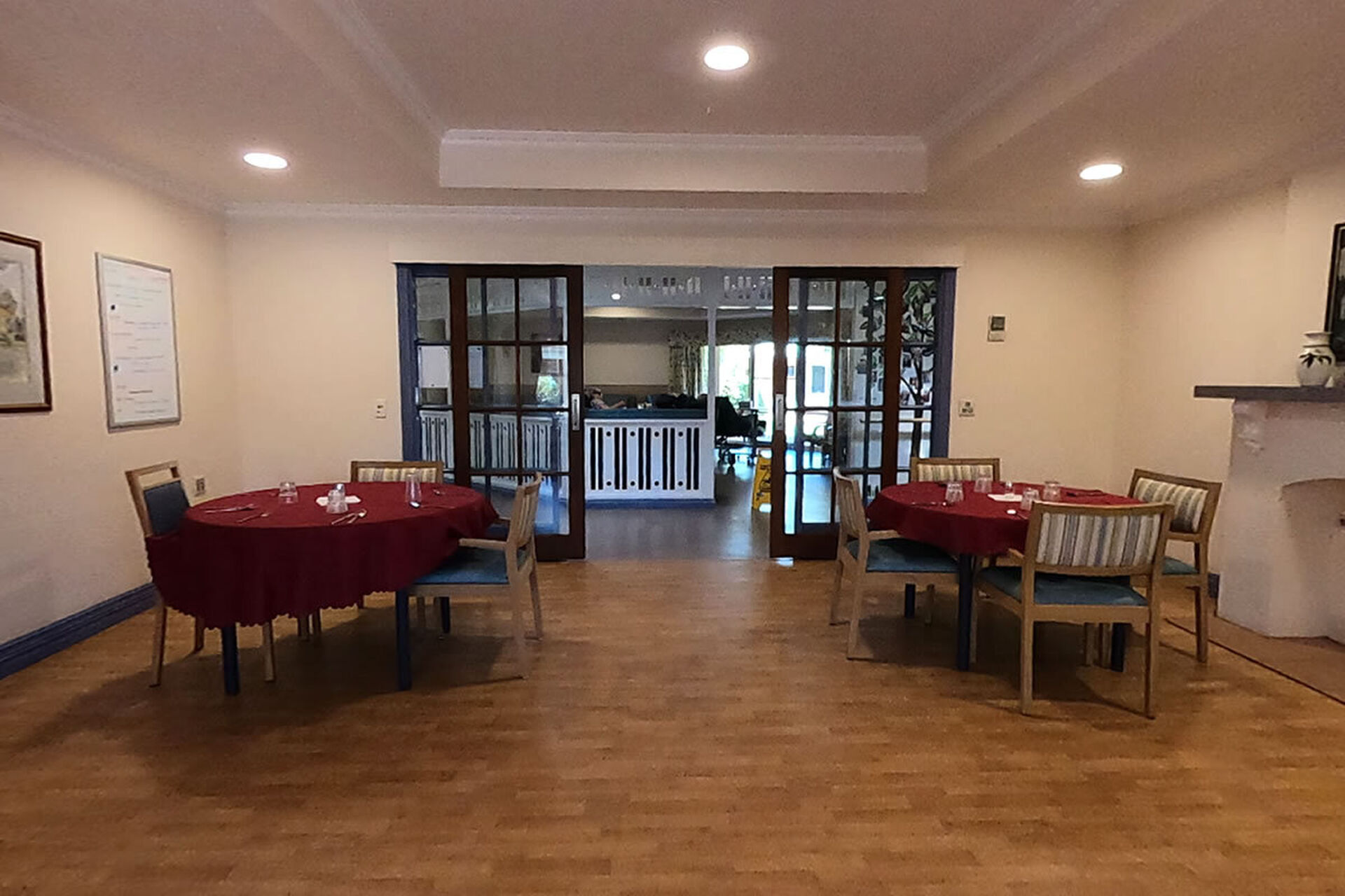 modern communal dining room for nursing home residents to be served fresh meals at baptistcare kalkarni nursing home brookton wa