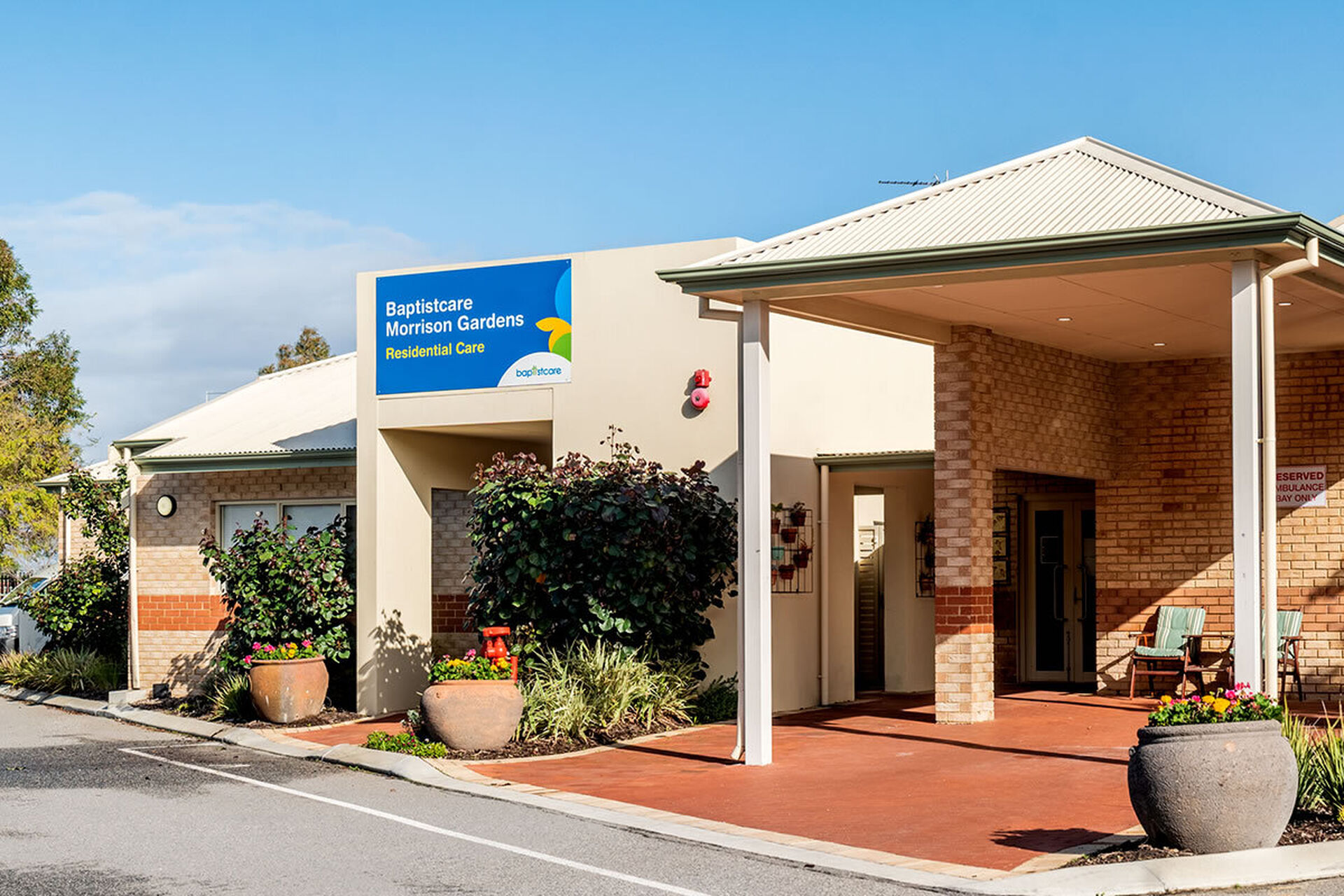 streetscape of baptistcare morrison gardens aged care home in midland wa for nursing home residents and dementia care