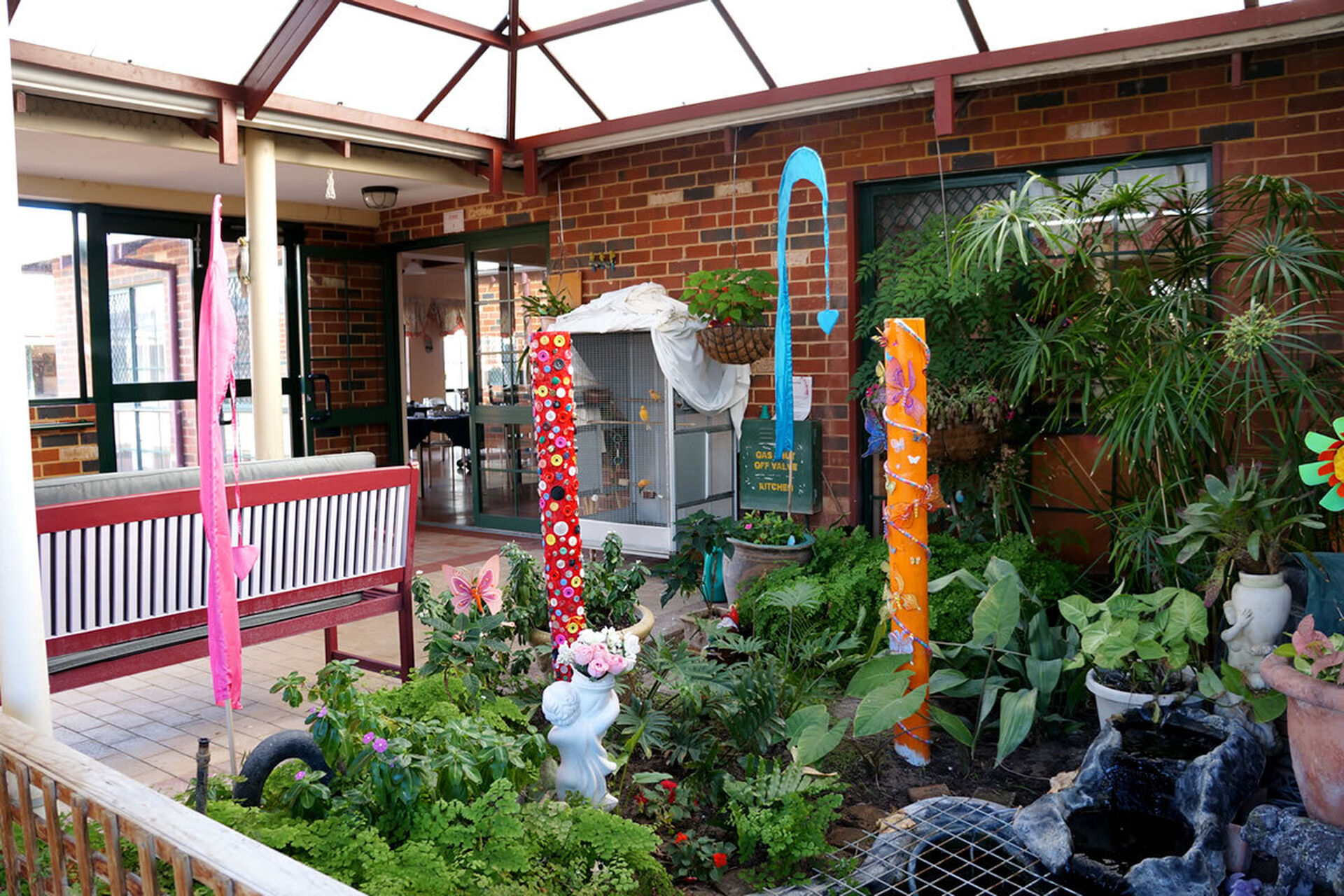 interior garden at baptistcare william carey court aged care home in busselton wa for nursing home residents to explore