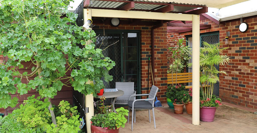 interior garden for elderly aged care resident at baptistcare william carey court aged care home in busselton wa