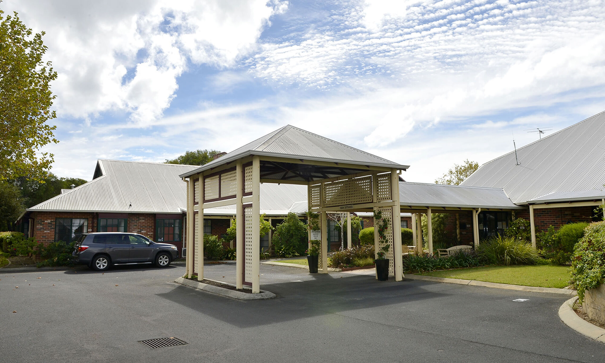main entry for nursing home residents at baptistcare william carey court aged care home in busselton wa