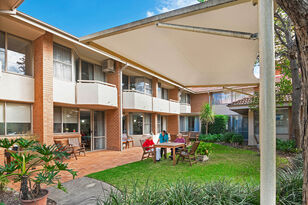 a courtyard of dorothy henderson lodge aged care home in macquarie park nsw northern sydney