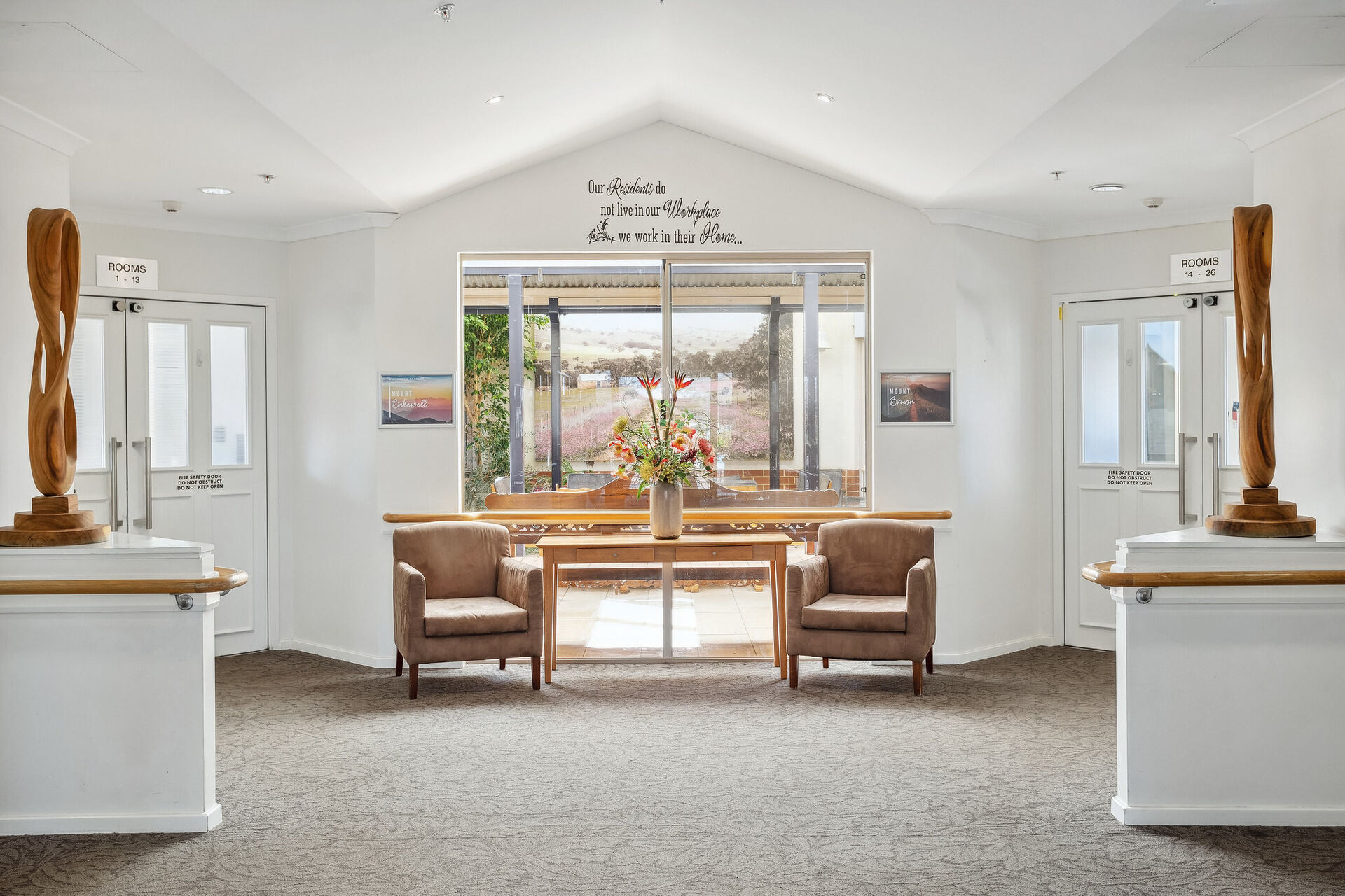 lounge area for nursing home residents at baptistcare balladong gardens aged care home in york wa