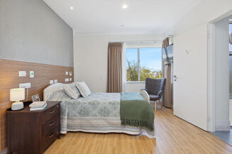 spacious single room and private ensuite for elderly aged care resident including dementia care at baptistcare bethel nursing home albany wa