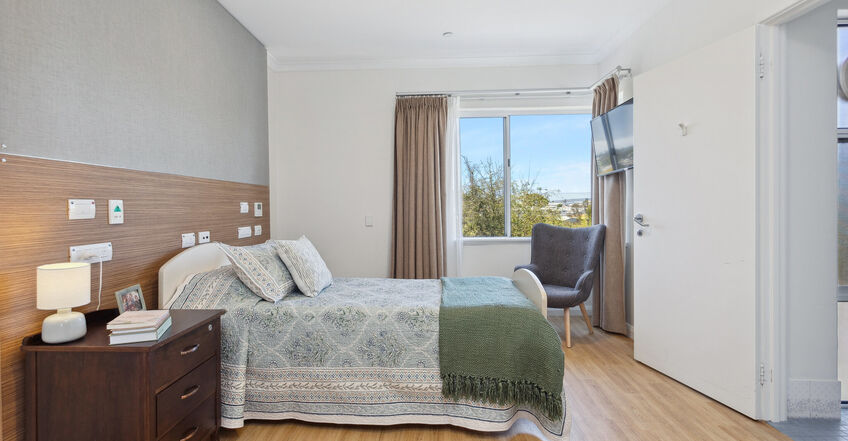 spacious single room and private ensuite for elderly aged care resident including dementia care at baptistcare bethel nursing home albany wa