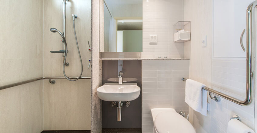 ensuite for single room for elderly aged care resident including dementia care in baptistcare cooinda court macquarie park nsw northern sydney residential aged care home