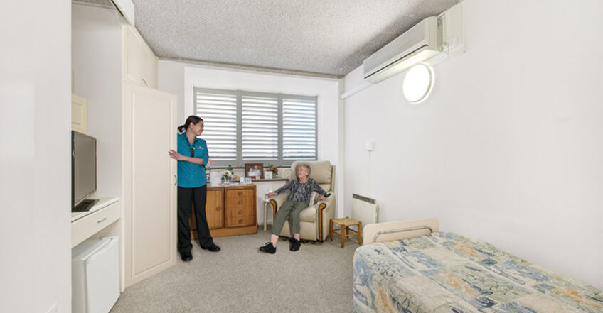 single room for elderly aged care resident including dementia care in baptistcare cooinda court macquarie park nsw northern sydney residential aged care home