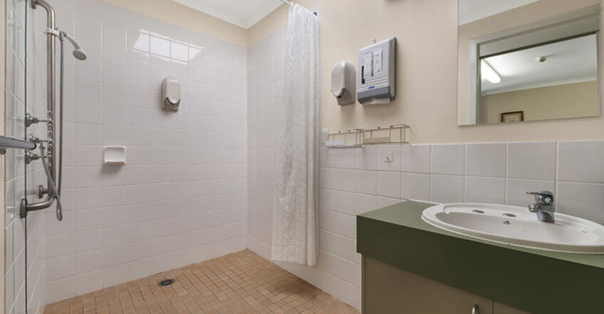 ensuite at spacious single room for elderly aged care resident including dementia care in baptistcare george forbes house residential aged care home queanbeyan nsw
