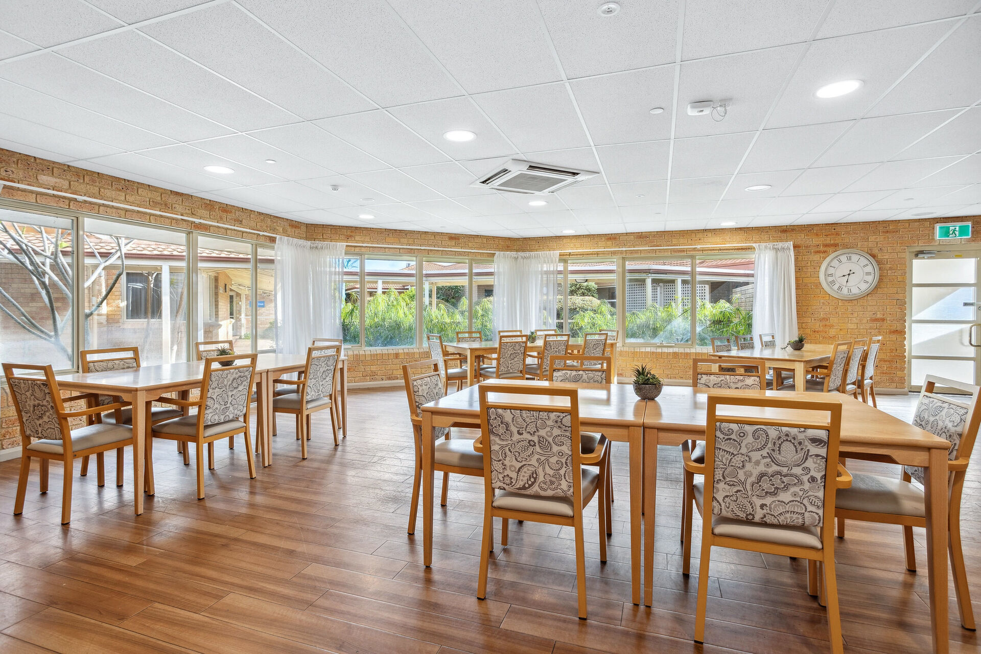 large communal dining room at baptistcare gracehaven aged care home in rockingham wa for nursing home residents and dementia care