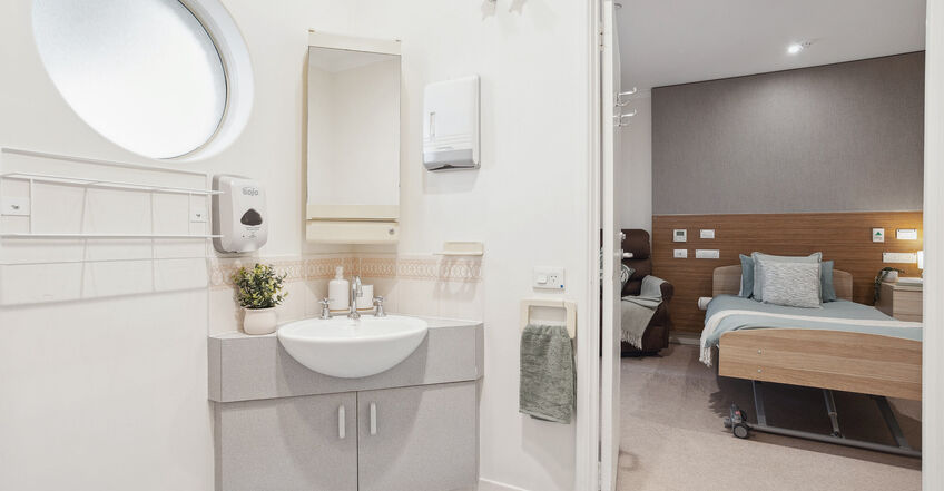 private ensuite for elderly aged care resident including dementia care at baptistcare gracehaven nursing home in rockingham wa