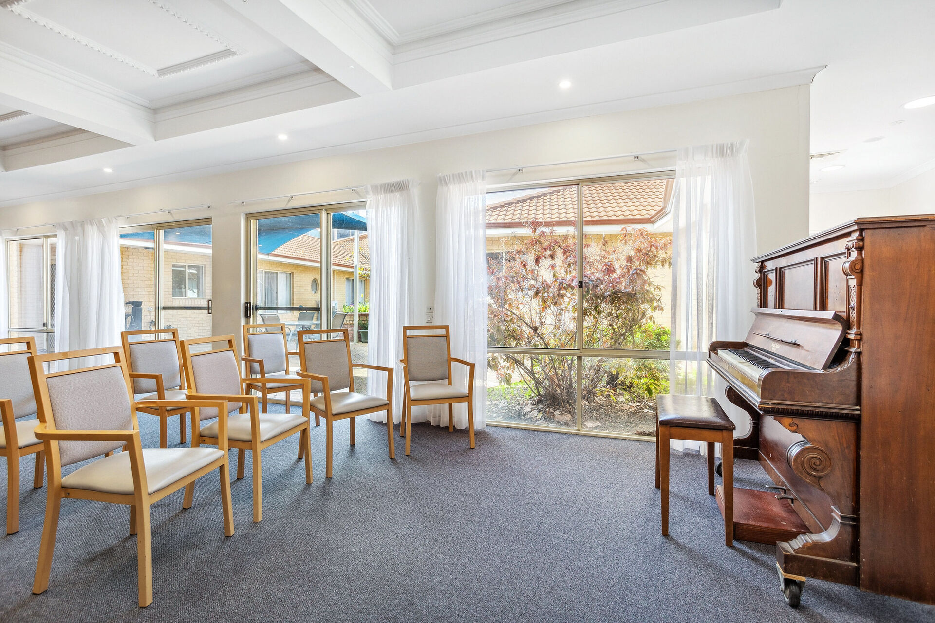 spacious activity room for nursing home residents at baptistcare gracehaven aged care home in rockingham wa