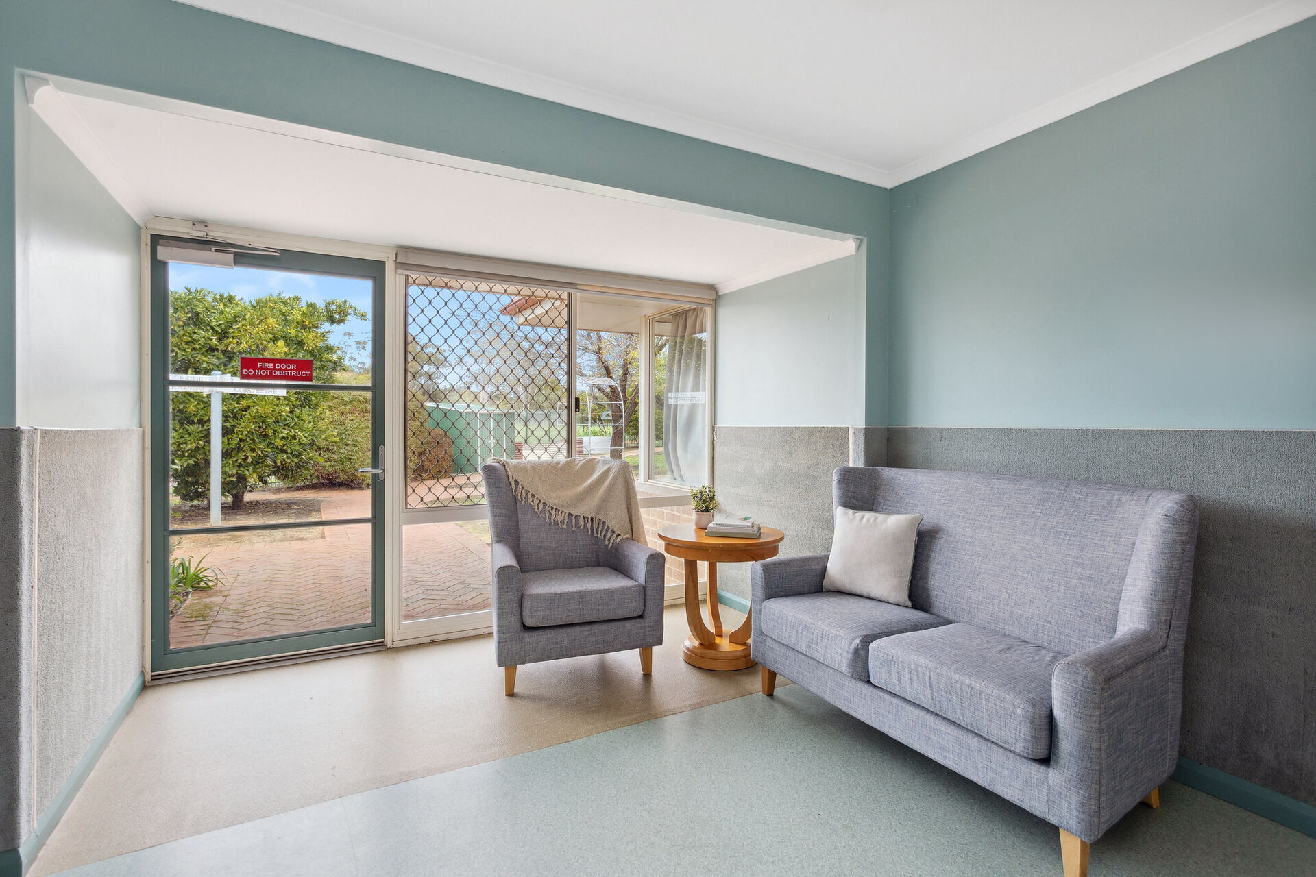 peaceful sitting area at baptistcare kalkarni nursing home brookton wa for elderly aged care residents