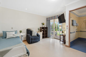 spacious single room and private ensuite for elderly aged care residents at baptistcare kalkarni nursing home brookton wa