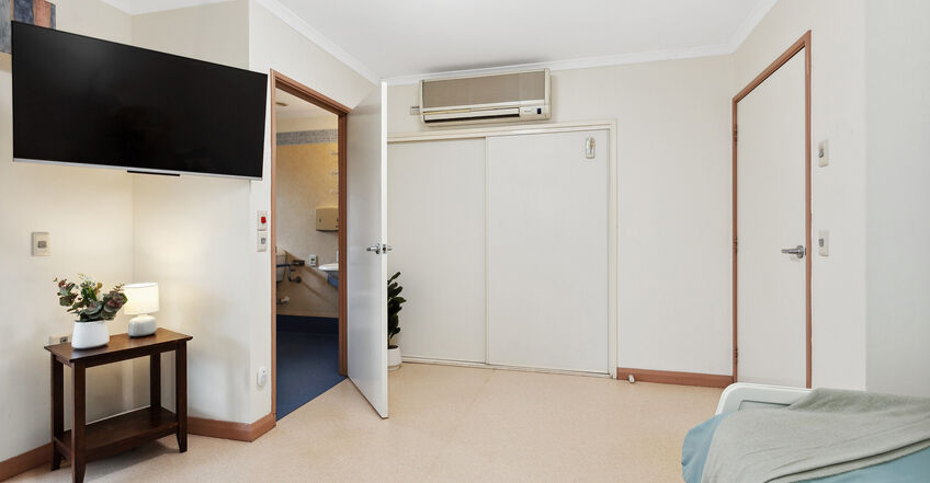 spacious single room and private ensuite for elderly aged care residents at baptistcare kalkarni nursing home brookton wa