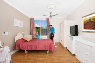spacious single room for elderly aged care resident including dementia care in baptistcare kularoo centre residential aged care home in forster nsw