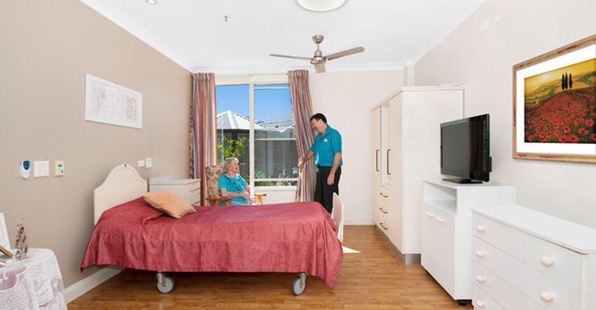 spacious single room for elderly aged care resident including dementia care in baptistcare kularoo centre residential aged care home in forster nsw