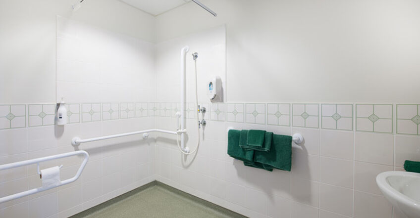 large accessible ensuite single room for elderly aged care resident including dementia care in baptistcare kularoo centre residential aged care home in forster nsw