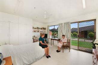 spacious single room for elderly aged care resident overlooking gardens in baptistcare mid richmond centre nursing home coraki nsw far north coast