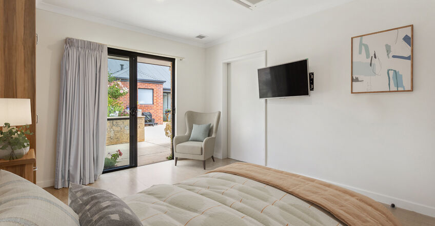 spacious single room for elderly aged care resident including dementia care at baptistcare mirrambeena aged care home in margaret river wa