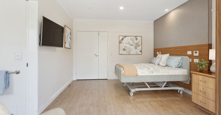 spacious single room for elderly aged care resident including dementia care at baptistcare mirrambeena aged care home in margaret river wa