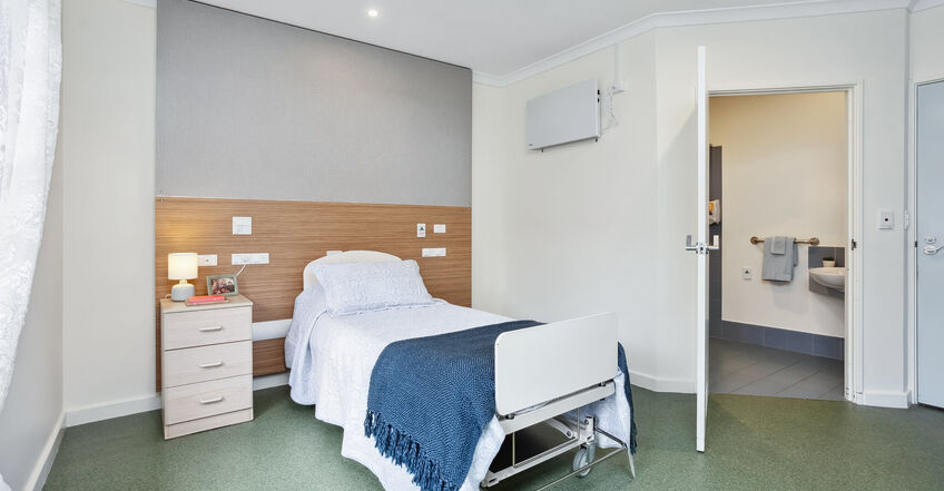 spacious single room for elderly aged care resident including dementia care at baptistcare moonya aged care home in manjimup wa