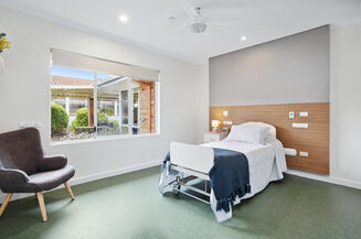 spacious single room and private ensuite for elderly aged care resident including dementia care at baptistcare moonya aged care home in manjimup wa