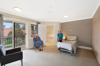 spacious single room for elderly aged care resident including dementia care at baptistcare morven gardens residential aged care home in leura nsw blue mountains
